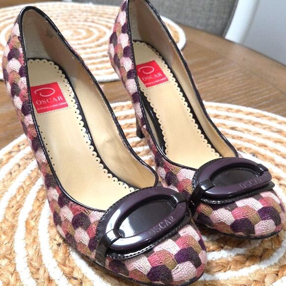 OSCAR, Oscar De La Renta, O Bessie Wine Heels size 6.5M. EUC - Picture 1 of 13